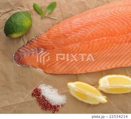 fillet of raw red fish - salmon 22534214