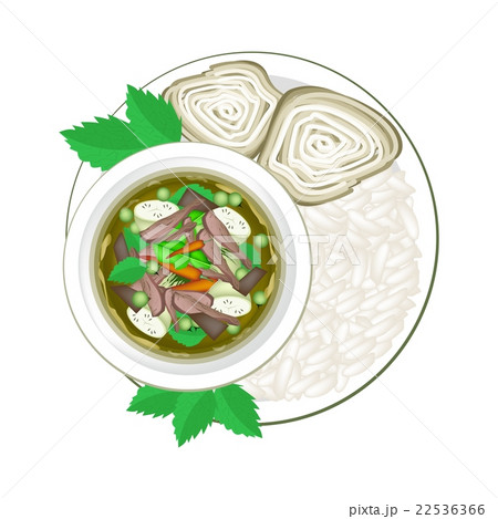 Thai Green Curry Rice Vermicelli and Cooked Rice 22536366