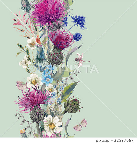 Vintage vertical herbal seamless border with 22537667