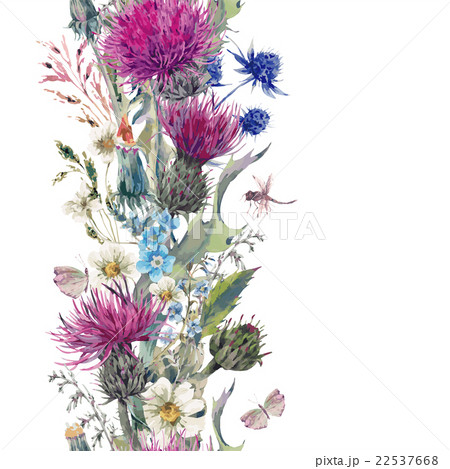 Vintage vertical herbal seamless border with 22537668