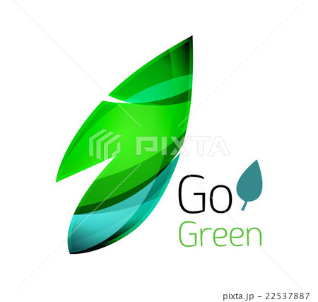 Leaf abstract icon made of waves 22537887