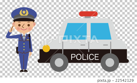 パトカーと敬礼する警察官 パトカーと敬礼する警察官 22542129