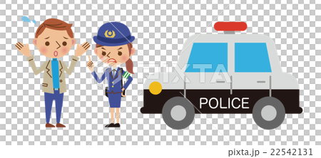 Woman police officer (with police car) to interview, listen to circumstances and ask job questions 22542131