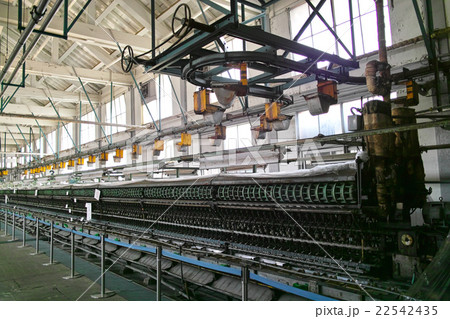 富岡製糸場 繰糸所の繰糸機の写真素材