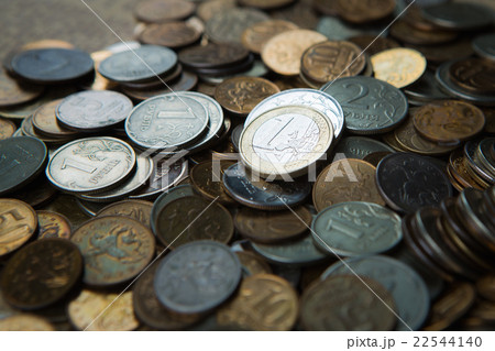 one euro coin on russian roubles coins 22544140