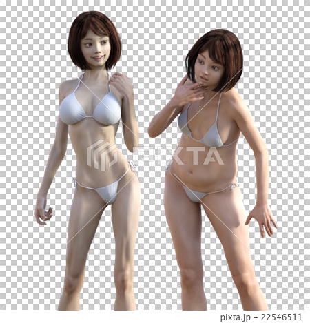 Diet image Before after After perming3dCG illustration material 22546511