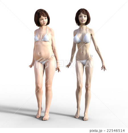 ダイエットイメージ　ビフォーアフター　perming3dCGイラスト素材 22546514