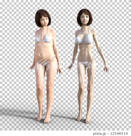 ダイエットイメージ　ビフォーアフター　perming3dCGイラスト素材 22546514