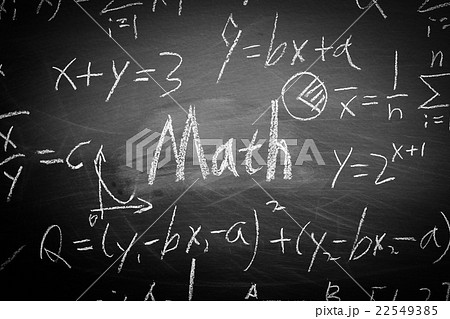Math Text with some formulas on chalkboard Math Text with some formulas on chalkboard 22549385