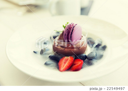 close up of chocolate dessert at restaurant 22549497