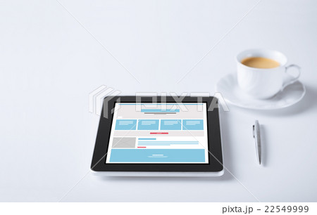 close up of tablet pc with web design template 22549999
