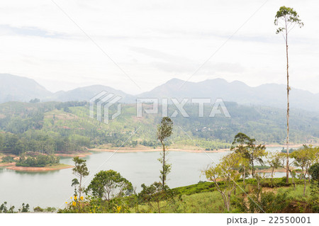 view to lake or river from land hills on Sri Lanka 22550001