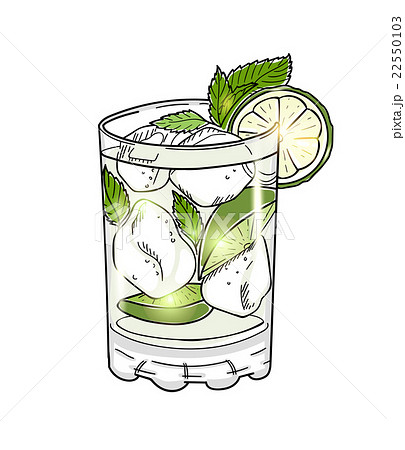 Hand Drawn Mojito Cocktail Isolated On Whiteのイラスト素材