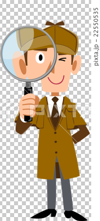 偵探有一個放大鏡 插圖素材 圖庫