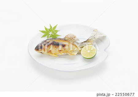 アユの塩焼き 皿盛りの写真素材
