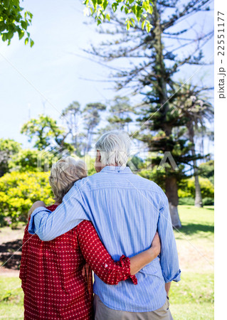 Senior couple embracing in park Senior couple embracing in park 22551177