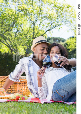 Young couple having a picnic in the park Young couple having a picnic in the park 22551390