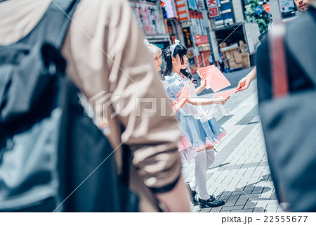 チラシを配るメイド 22555677