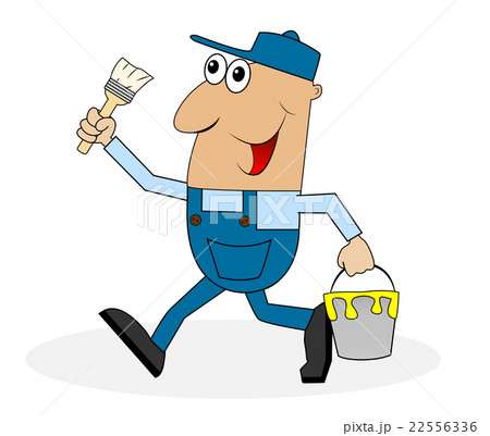 male house painter with paint and brush in hand male house painter with paint and brush in hand 22556336