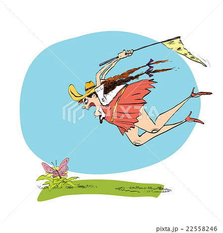 Girl naturalist catches the butterfly a net 22558246