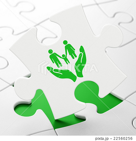 Insurance concept: Family And Palm on puzzle 22560256