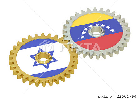 Venezuela and Israel flags on a gears Venezuela and Israel flags on a gears 22561794
