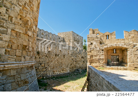 Medieval city walls in Rhodes town, Greece 22564477