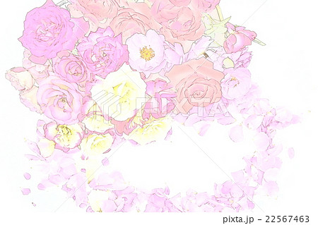 たくさんの薔薇の花のフレーム枠のイラスト素材