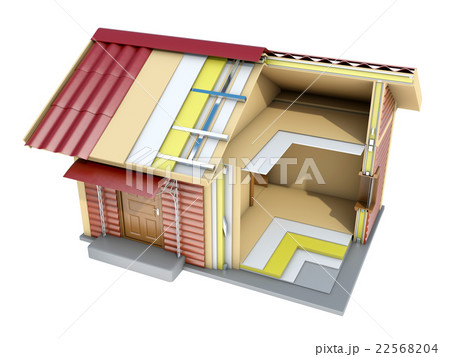 The small frame house in cut. 3d illustration 22568204