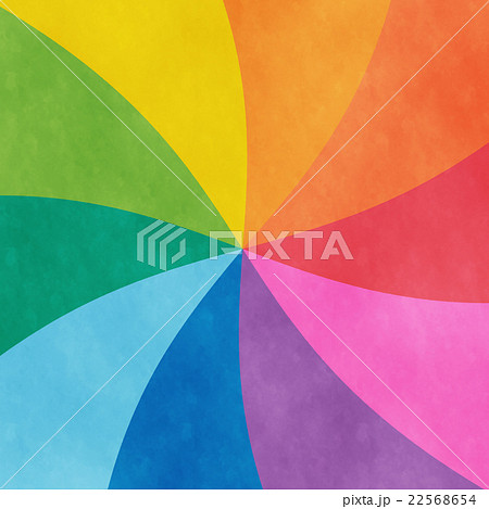 カラフルで派手な虹色アナログ風渦巻き背景イラスト素材 正方形
