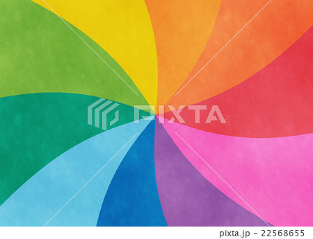 カラフルで派手な虹色アナログ風渦巻き背景イラスト素材 横長 横方向のイラスト素材