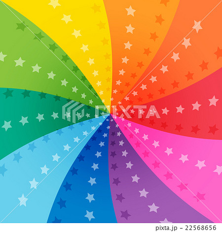 ポップでカラフル派手な虹色 星 渦巻き背景イラスト素材 正方形 スクエアのイラスト素材