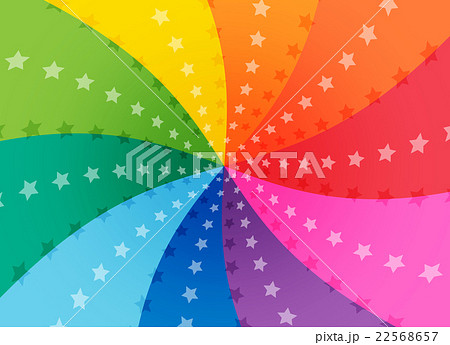 ポップでカラフル派手な虹色 星 渦巻き背景イラスト素材 横長 横方向のイラスト素材