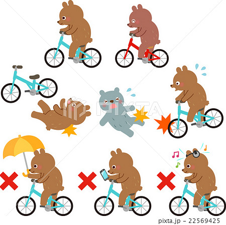 自転車のルール違反や事故のイラストセット 自転車のルール違反や事故のイラストセット 22569425