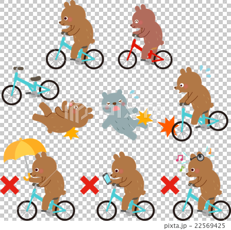 自転車のルール違反や事故のイラストセット 自転車のルール違反や事故のイラストセット 22569425