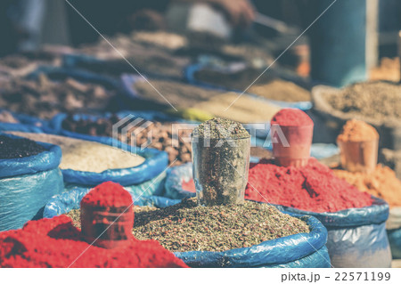 oriental central asian market with various spices oriental central asian market with various spices 22571199