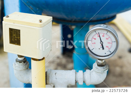 Closeup of manometer, measuring water pressure Closeup of manometer, measuring water pressure 22573726