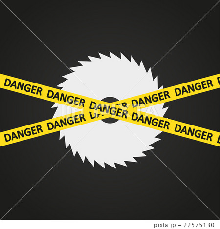 Vector illustration danger tape harp circular saw 22575130