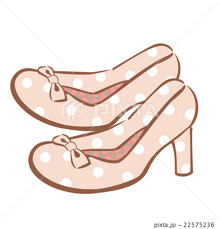 靴のイラスト ピンクのドット柄パンプス のイラスト素材 22575236