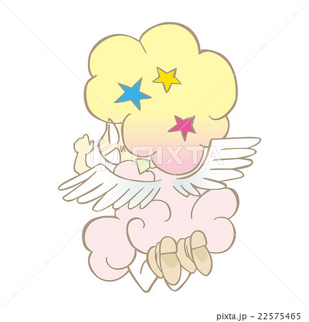 天使のイラスト アフロヘアの赤ちゃん天使 後ろ姿のイラスト素材