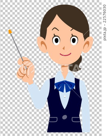 穿制服的女僱員戴著棍子來解釋它 22576030