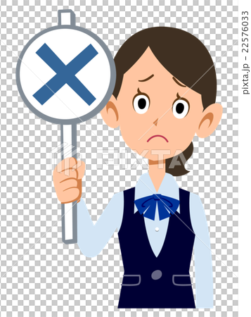 穿制服的女僱員穿著不正確的答案標籤 22576033