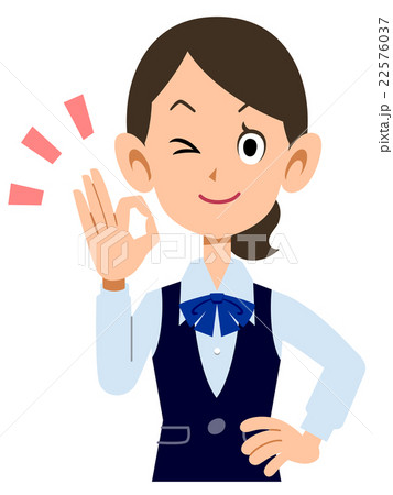 制服着用の女性会社員がOKのサインを見せる 制服着用の女性会社員がOKのサインを見せる 22576037