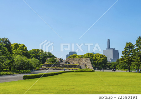 江戸城本丸天守台と緑 22580191