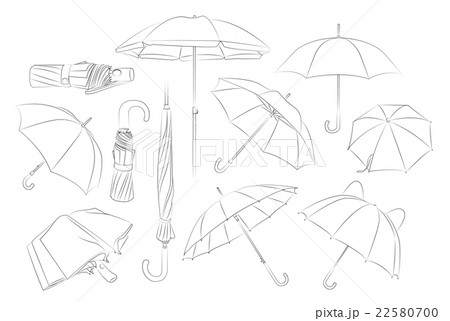 Hand drawn umbrellas set.  22580700