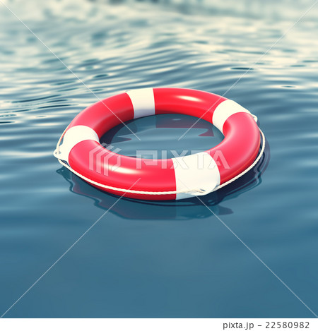 Red lifebuoy in blue sea with depth of field Red lifebuoy in blue sea with depth of field 22580982