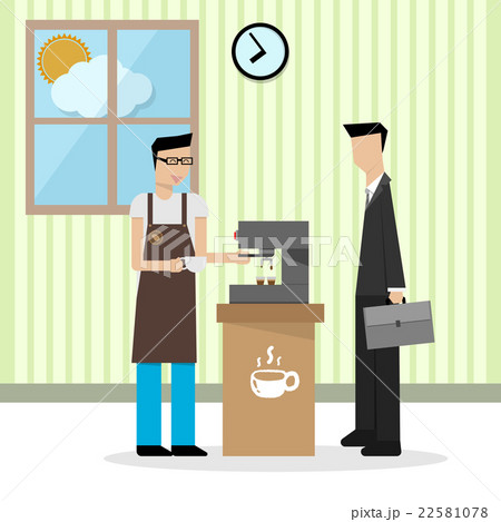 illustration of barista in apron preparing coffee illustration of barista in apron preparing coffee 22581078