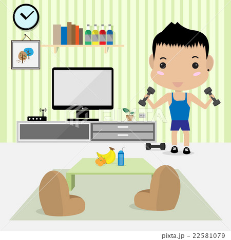 young man work out in living room young man work out in living room 22581079