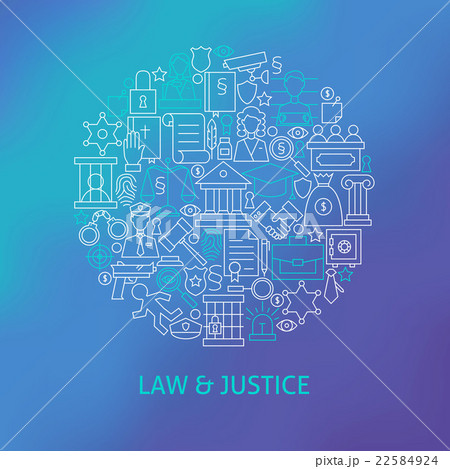 Thin Line Law and Justice Icons Set Circle Concept 22584924