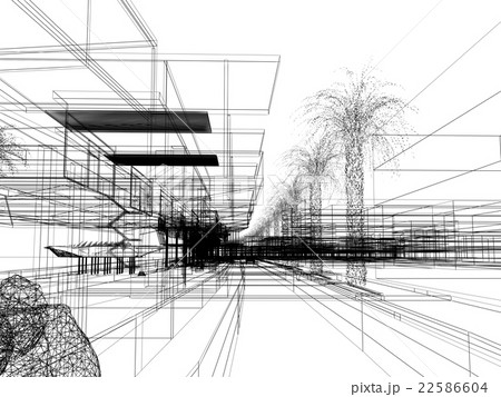 sketch design of urban ,3dwire frame render  22586604